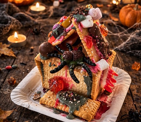 Rübezahl Halloween: Grusel-Kekshaus-Bastelaktion